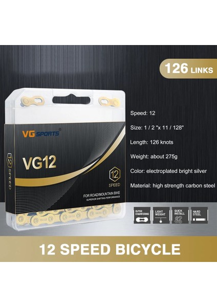 Gümüş Tarzı Vg Sports Bicycle Chaeed 126 Linkler Mtb Yol Bisikleti Yarım Hollow Zincir Bisiklet Ekipmanları Aksesuarları Onarım Aracı (Yurt Dışından) modelleri
