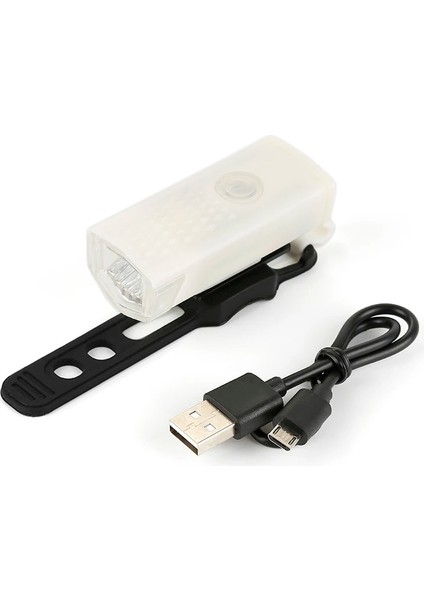 Far Beyaz Tarzı 300 Lümen Bisiklet Işığı Bisiklet Lambası USB Şarj Edilebilir Ön Far Çerçevesi El Feneri ve Bisiklet Arka Lambası Güvenlik Uyarı Işığı (Yurt Dışından)
