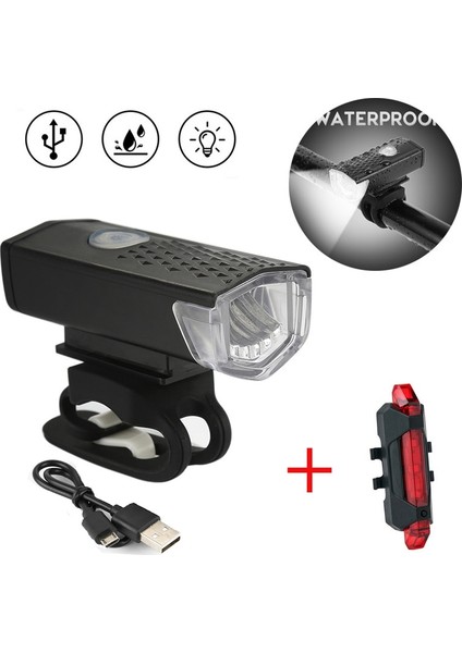 Far Beyaz Tarzı 300 Lümen Bisiklet Işığı Bisiklet Lambası USB Şarj Edilebilir Ön Far Çerçevesi El Feneri ve Bisiklet Arka Lambası Güvenlik Uyarı Işığı (Yurt Dışından)