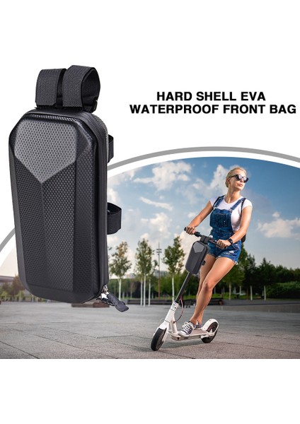 Siyah Stil 2l Elektrikli Scooter Saklama Çantası Sert Kabuk Ön Çerçeve Su Geçirmez Katlanır Bisiklet Kafa Kolu Çanta Denge Gidon Ilk Çanta (Yurt Dışından)