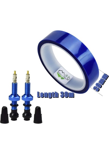 Mavi 30MM Tarzı Drıft Manıac Bisiklet Tubeless Presta Valf ve Jant Bandı Bisiklet Tüpsüz Lastik Bandı (Yurt Dışından)