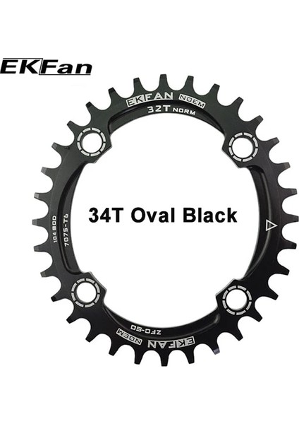 Oval 34T Siyah Stil Ekfan Mtb Bisiklet Oval 104BCD Aynakol Ultralight T6 Bisiklet Bisiklet Aynakol Plaka Sayfası (Yurt Dışından)
