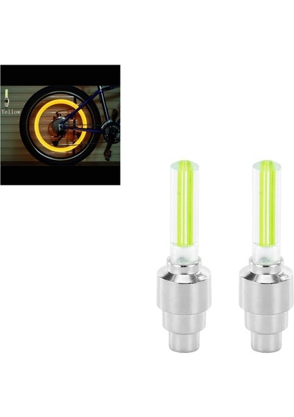 Sarı Çift Stili Renkli Vana Kök Cap Bisiklet Bisiklet Tekerleği Lam Bisiklet Bisiklet Tekerlek Lastik Vana Kapağı Neon LED Işık Lambası (Yurt Dışından)