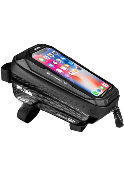 Siyah Stil Wıld Man Su Geçirmez Bisiklet Çantası Dağ Bisikleti Dokunmatik Ekran Ön Çerçeve Saklama Torbaları Tüp Sert Kabuk Pannier Kılıfı Bisiklet Çantaları (Yurt Dışından)