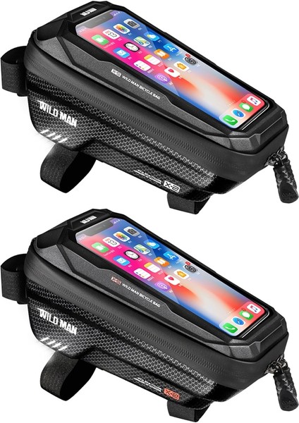 Siyah Stil Wıld Man Su Geçirmez Bisiklet Çantası Dağ Bisikleti Dokunmatik Ekran Ön Çerçeve Saklama Torbaları Tüp Sert Kabuk Pannier Kılıfı Bisiklet Çantaları (Yurt Dışından) modelleri