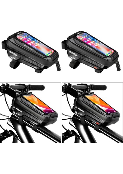 Siyah Stil Wıld Man Su Geçirmez Bisiklet Çantası Dağ Bisikleti Dokunmatik Ekran Ön Çerçeve Saklama Torbaları Tüp Sert Kabuk Pannier Kılıfı Bisiklet Çantaları (Yurt Dışından) fırsatları