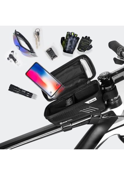 Siyah Stil Yüksek Li Yağmur Geçirmez Bisiklet Çantası Çerçeve Ön Üst Tüp Bisiklet Çantası Yansıtıcı Mtb Bisiklet Için 6.one Kılıf Dokunmatik Çanta (Yurt Dışından) fırsatları
