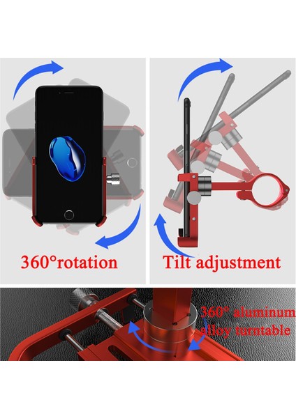 Kırmızı Stil Bisiklet Telefon Tutucu Alüminyum Bisiklet Tutucu Akıllı Telefon 360 Dönebilen Bisiklet Telefon Standı Evrensel Motosiklet Gidon Dağı (Yurt Dışından) fırsatları