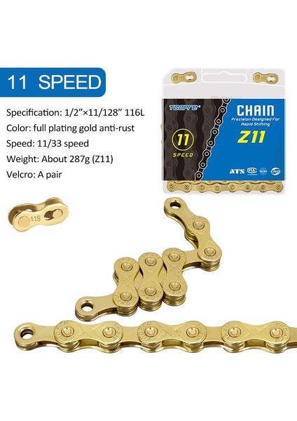 11S Altın Stili Toopre Bicycle Chaeed Ultralight 116LINKS Silvergold Mtb Zincirleri Mountainroad Bike Missinglink Için (Yurt Dışından)