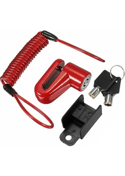 Kırmızı Stil Bisiklet Scooter Disk Fren Kilidi Disk Frenler Tekerlekler Soyunma Hırsızlığa Karşı Çelik Tel Kilit Hatırlatma Kablosu Motosiklet Aksesuarları (Yurt Dışından)