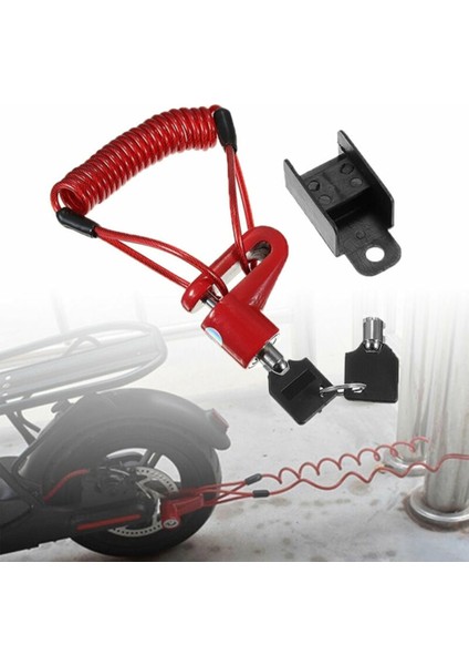 Kırmızı Stil Bisiklet Scooter Disk Fren Kilidi Disk Frenler Tekerlekler Soyunma Hırsızlığa Karşı Çelik Tel Kilit Hatırlatma Kablosu Motosiklet Aksesuarları (Yurt Dışından)