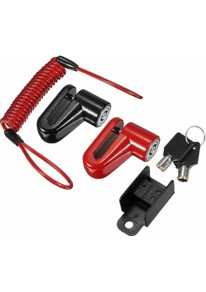 Kırmızı Stil Bisiklet Scooter Disk Fren Kilidi Disk Frenler Tekerlekler Soyunma Hırsızlığa Karşı Çelik Tel Kilit Hatırlatma Kablosu Motosiklet Aksesuarları (Yurt Dışından)