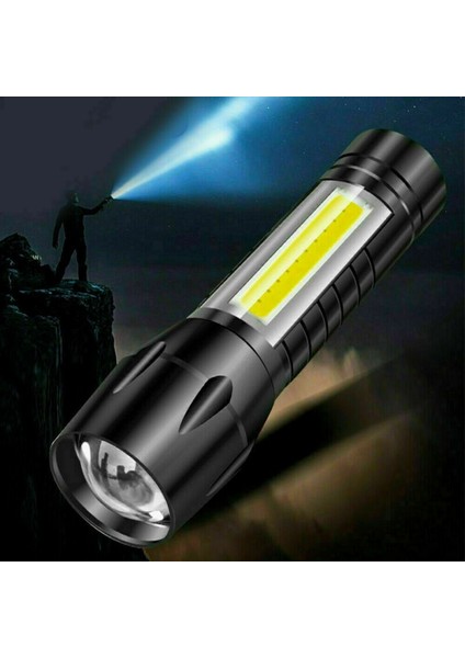 No.4 Tarzı Yeni Outd Stil El Feneri USB Şarj Edilebilir Xpe Dış Mekan Işık Cob Cep Telefonu Güçlü Işık El Feneri Gece Acil Durum Işığı (Yurt Dışından)