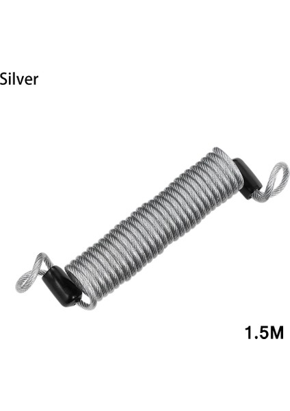 1.5m - Gümüş Tarzı 1 Adet 1m.5m.5m Bisiklet Yaylı Kablo Kilidi Hırsızlığa Karşı Halat Alarm Disk Kilidi Bisiklet Güvenlik Hatırlatma Motosiklet Hırsızlık Koruması (Yurt Dışından)