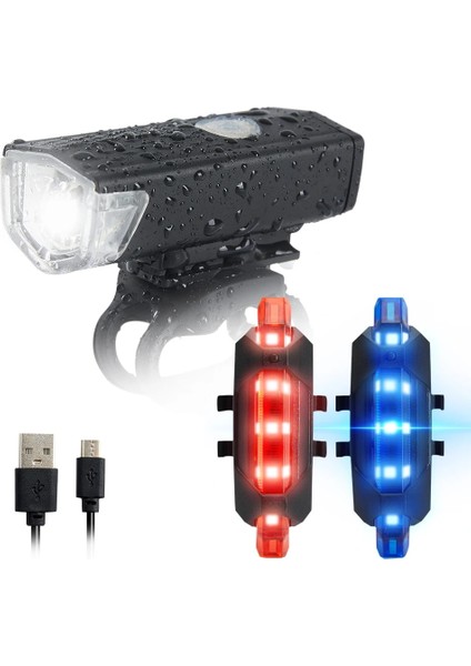 Beyaz-Usb Stili USB Şarj Edilebilir Bisiklet Işık Mtb Bisiklet Ön Arka Arka Arka Lamba Bisiklet Güvenlik Uyarı Işığı Su Geçirmez Bisiklet Lambası El Feneri (Yurt Dışından)