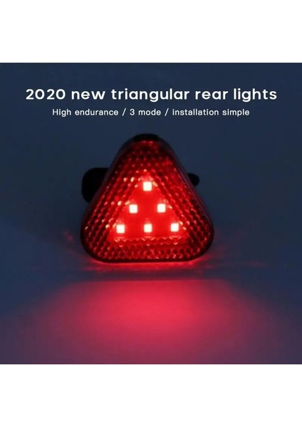 01-Pil Modelleri Stili Yeni LED Bisiklet Üçgen Arka Lambalar Su Geçirmez Dağ Bisikleti Arka Işık USB Şarj Üçlü Flaş Kask Güvenlik Uyarı Lambaları (Yurt Dışından)