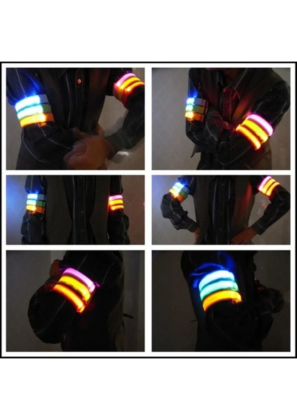 Renkli Işık Stili Açık Koşu Bisiklete Binme LED Işık Bileklikler Ayarlanabilir Kol Bandı Yanıp Sönen Kemer Bilezik Yansıtıcı Güvenlik Uyarı Işığı Bisiklete Binme (Yurt Dışından) fırsatları