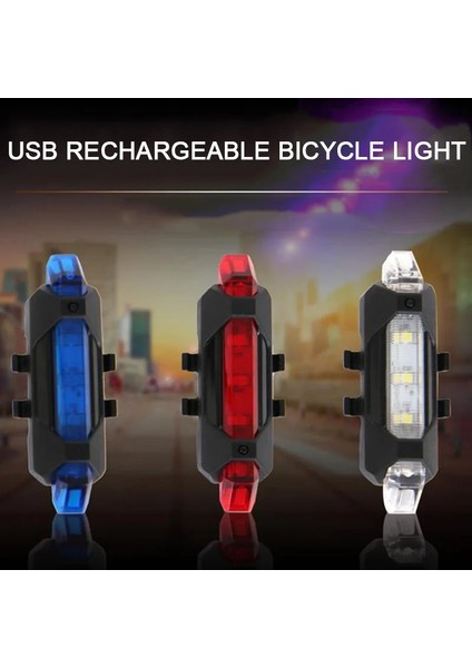 Mavi Stil Bisiklet Bisiklet Işık USB Şarj Edilebilir LED Ön Arka Kuyruk Arka Lambası Taşınabilir Güvenlik Uyarı Bisiklet Işığı Flaş Bisiklet Aksesuarları (Yurt Dışından)