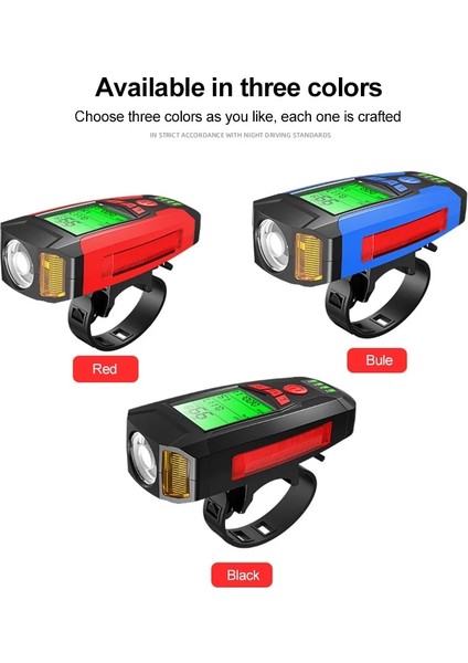 Kırmızı Tarzı Şarj 800 Lümen Bisiklet Işık USB Şarj Bisiklet Ön Işık 5 LED Bisiklet Bilgisayar Bisiklet Kafa Işık Whorn Hız Ölçer LCD Ekran (Yurt Dışından) modelleri