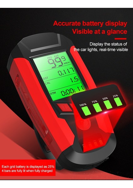 Kırmızı Tarzı Şarj 800 Lümen Bisiklet Işık USB Şarj Bisiklet Ön Işık 5 LED Bisiklet Bilgisayar Bisiklet Kafa Işık Whorn Hız Ölçer LCD Ekran (Yurt Dışından) indirimleri