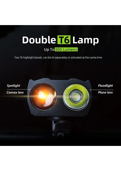 4000MAH Mavi Işık Stili Vıctgoal Ah Akıllı Bisiklet Ön Işık USB Şarj Edilebilir Bisiklet LED Far 800 Lümen Çift T6 Lamba Korna Döngüsü El Feneri (Yurt Dışından)