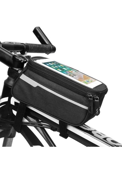 Siyah Stil Dağ Bisikleti Çantası Yağmur Geçirmez Su Geçirmez Ön Çanta Cep Telefonu Kılıfı Bisiklet Üstü Tüp Çanta Bisiklet Aksesuarları (Yurt Dışından)