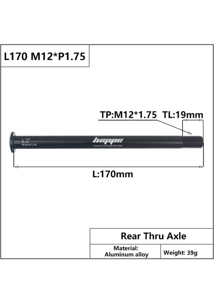 L170 M12X1.75 TL19 Stili Heppe Mtb Yol Bisikleti Thru Aks Arka Hub Thru Aks Ön Çatal Mil Skewerxxp1.0p1.5p1.75 (Yurt Dışından)