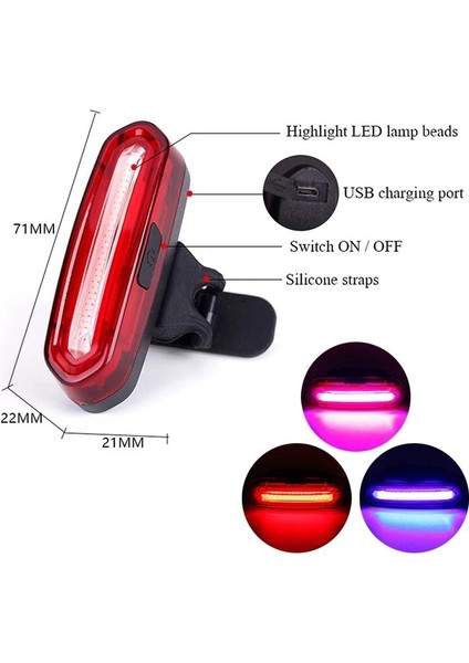No.3 Tarzı USB Şarj Edilebilir Bisiklet Işık Mtb Bisiklet Ön Arka Arka Arka Lamba Bisiklet Güvenlik Uyarı Işığı Su Geçirmez Bisiklet Lambası El Feneri (Yurt Dışından)