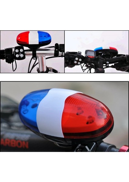 A1 Stili Bisiklet Zil Bisiklet Polis Arka Lambası 6 Yanıp Sönen LED 4 Sesler Polis Siren Trompet Elektrikli Korna Mtb Bisiklet Işık Bisiklet Aksesuarları (Yurt Dışından)