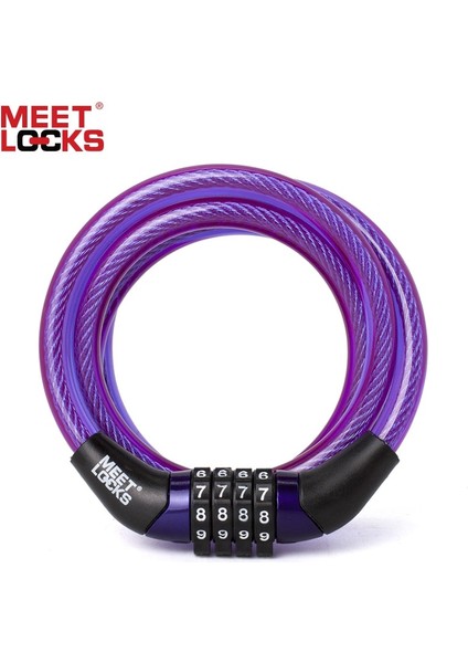 Mor Tarzı Meetlocks Sarmal Kombinasyon Kablo Bisiklet Kilidi Çap(L) & (L) Kırmızı Renk Mini Bisiklet Kilidi Güvenlik Bisiklet (Yurt Dışından)