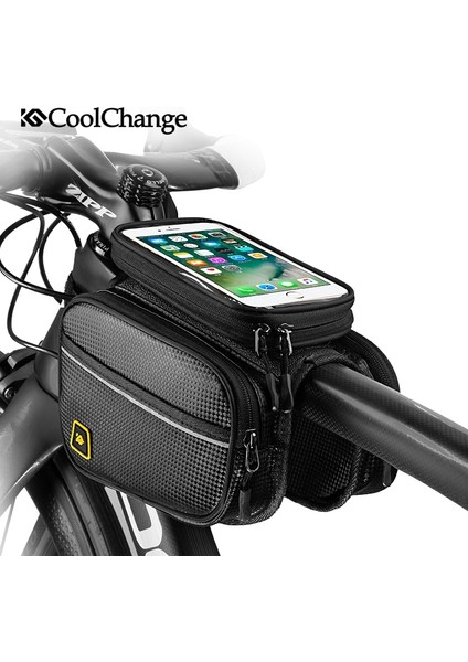 6.0-Siyah Stil Coolchange Bisiklet Çantası Ön Çerçeve Büyük Mtb Bisiklet Çantası Su Geçirmez Kapak Ekranlı Dokunmatik Üst Tüp Telefon Çantası Bisiklet Aksesuarları (Yurt Dışından) modelleri