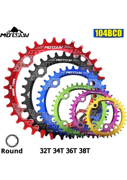 Kırmızı 38T Yuvarlak Stil Motsuv Redondo Estrecho Ancho Mtb 104BCD Yuvarlak Plato De Dientes Partes (Yurt Dışından) fiyatları