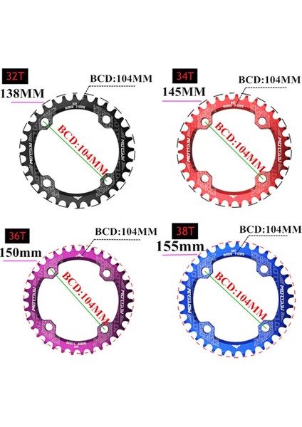 Kırmızı 38T Yuvarlak Stil Motsuv Redondo Estrecho Ancho Mtb 104BCD Yuvarlak Plato De Dientes Partes (Yurt Dışından) indirimleri