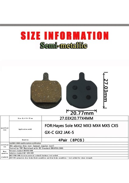 4 Çift Tarzı 4 Çift Bisiklet Disk Fren Balatası Hayes Sole Mx2 Mx3 Mx4 Mx5 Gcx Gx2 Yarı Metal Mtb Bisiklet Bisiklet Aksesuarları (Yurt Dışından)