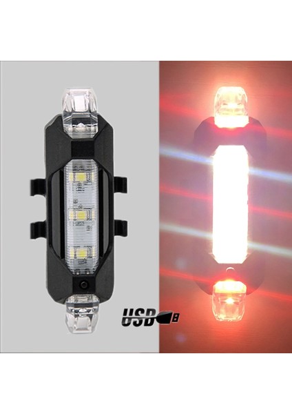 1x Kırmızı ve Beyaz Stil Taşınabilir USB Şarj Edilebilir Bisiklet Bisiklet Güvenlik Uyarı Işığı Arka Lambası Bisiklet Arka Lambası Süper Parlak Bisiklet Işığı 3 Renk (Yurt Dışından)
