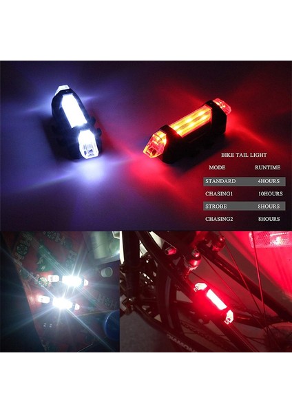 1x Kırmızı ve Beyaz Stil Taşınabilir USB Şarj Edilebilir Bisiklet Bisiklet Güvenlik Uyarı Işığı Arka Lambası Bisiklet Arka Lambası Süper Parlak Bisiklet Işığı 3 Renk (Yurt Dışından)