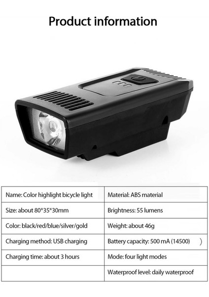 Şerit Tarzı Yeni Bisiklet Işığı Dört Modlu USB Şarj Açık Hava Sürme Dağcılık Elektrikli Su Geçirmez Pil Ekran Aydınlatma Bisiklet (Yurt Dışından)