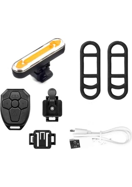 Beyaz Sarı Stil Akıllı Bisiklet Dönüş Sinyali Bisiklete Binme Arka Lambaları Akıllı USB Bisiklet Şarj Edilebilir Arka Işık Uzaktan Kumanda LED Uyarı Lambası (Yurt Dışından)