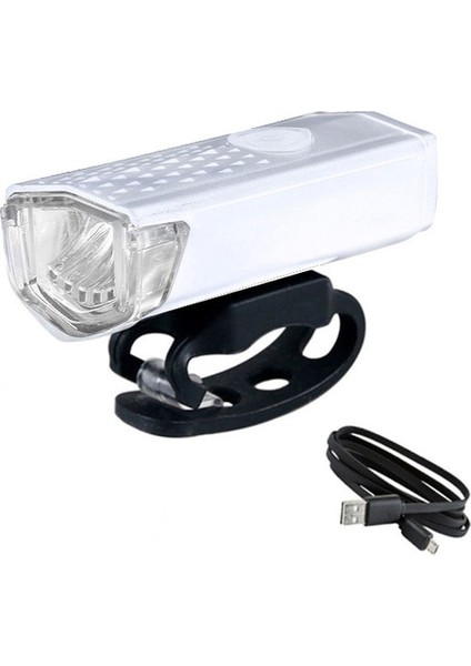 Beyaz Far Stili USB Şarj Edilebilir Bisiklet Işık LED Dağ Bisikleti Ön Işık Arka Arka Lamba Su Geçirmez El Feneri Bisiklet Far Uyarı Lambası (Yurt Dışından)