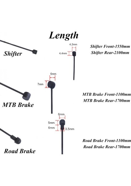 Yol Önü 1100MM Stili 1 Adet Kaplamalı Vites Değiştirme Bisiklet Kablosu Mtb Yol Bisikleti Vites Değiştirici Fren Ön Arka Attırıcı Fren Kablosu (Yurt Dışından)