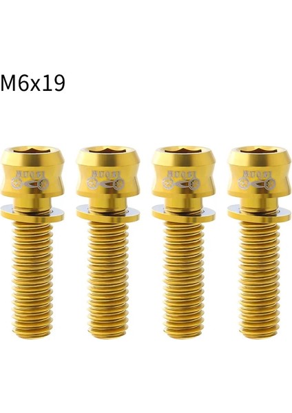 M6-19 Altın Stili Muqzı Bisiklet Disk Fren Vidaları M6 * mm Mtb Yol Bisikleti Gidon Kök Vida Titanyum Alaşımlı Mekanik Kaliper Sabitleme Cıvatası (Yurt Dışından)