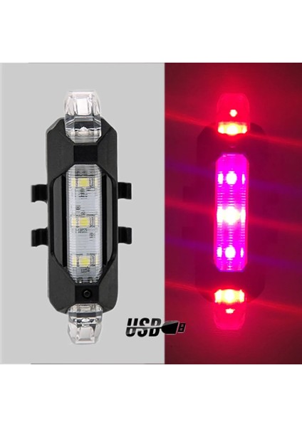 Usb-Kırmızı Mavi Stil Lısm Bisiklet Işığı USB Bisiklet LED Arka Lambası Arka Kuyruk Güvenlik Uyarısı Bisiklete Binme Taşınabilir Işık Şarj Edilebilir Dağ Bisikleti Işıkları (Yurt Dışından)