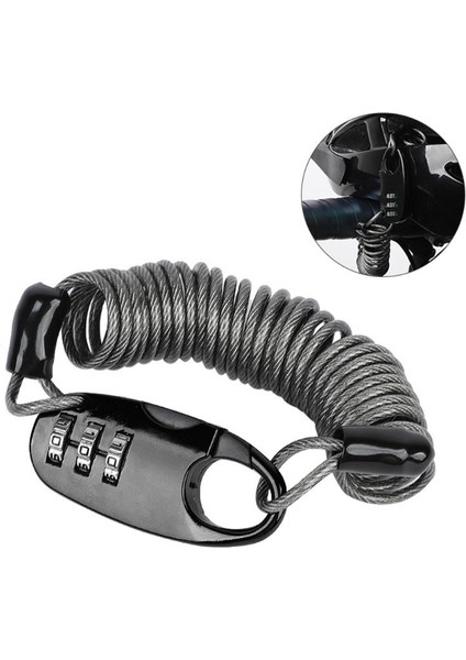 2SS701850-G Stili Bisiklet Kilidi Hırsızlığa Karşı Mini Kask Kilidi Motosiklet Bisiklet Scooter 3 Haneli Şifreli Şifre Güvenlik Kablosu Kilidi (Yurt Dışından)