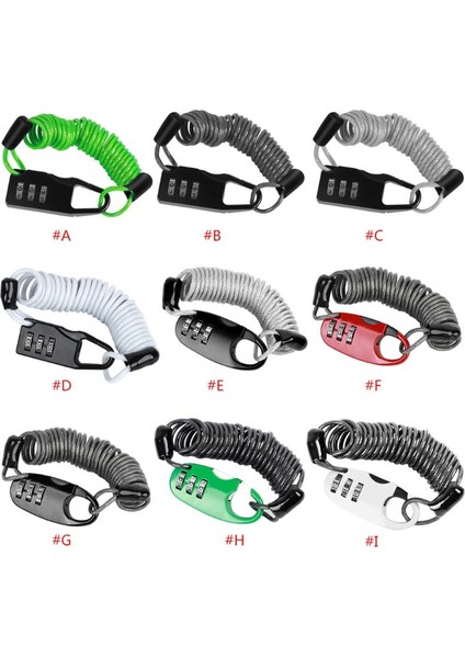 2SS701850-G Stili Bisiklet Kilidi Hırsızlığa Karşı Mini Kask Kilidi Motosiklet Bisiklet Scooter 3 Haneli Şifreli Şifre Güvenlik Kablosu Kilidi (Yurt Dışından) fiyatları