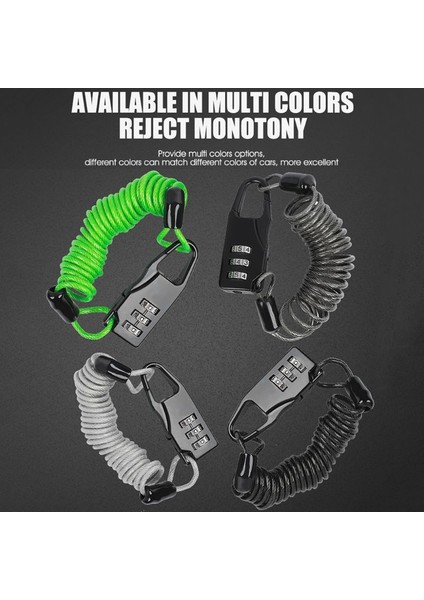 2SS701850-G Stili Bisiklet Kilidi Hırsızlığa Karşı Mini Kask Kilidi Motosiklet Bisiklet Scooter 3 Haneli Şifreli Şifre Güvenlik Kablosu Kilidi (Yurt Dışından) indirimleri