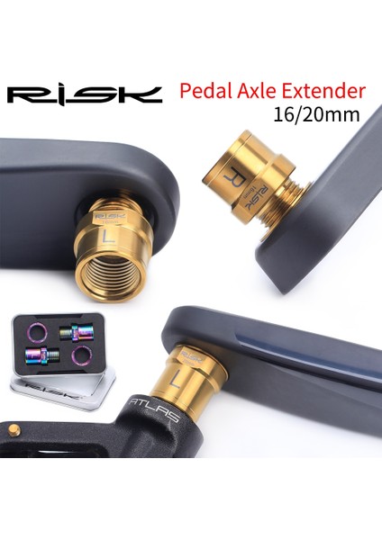 20 mm Altın Stili Rısk Titanyum Ti Bisiklet Pedalı Aks Genişletici Bisiklet Pedalı Uzatma Cıvataları Paspayı Mtb Yol Bisikleti Için Pedallar 1 Çift (Yurt Dışından)