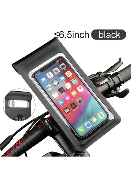 PAC09E-SIYAH Stil Bisiklet Motosiklet Telefon Tutacağı Su Geçirmez Kılıf Bisiklet Telefonu Çantası iPhone Samsung Mobil Için Stand Desteği Telefon Tutacağı Kapak (Yurt Dışından)