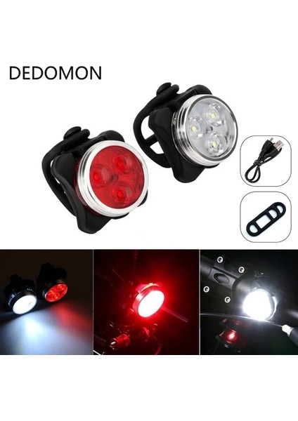 Kutu Stili Olmadan Kırmızı 4 Mod USB Şarj Edilebilir Bisiklet Bisiklet Işık 3 LED Kafa Ön Kuyruk Klip Işık Lambası Açık Bisiklet Bisiklet Aksesuarı Bisiklet Işığı (Yurt Dışından)