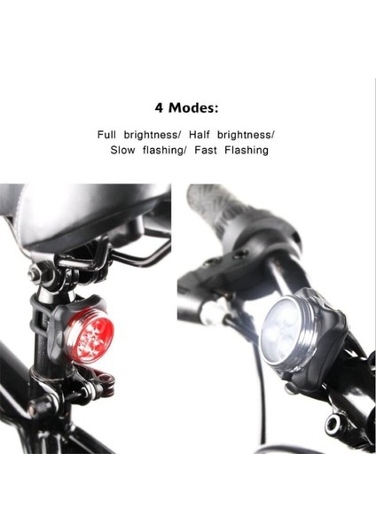 Kutu Stili Olmadan Kırmızı 4 Mod USB Şarj Edilebilir Bisiklet Bisiklet Işık 3 LED Kafa Ön Kuyruk Klip Işık Lambası Açık Bisiklet Bisiklet Aksesuarı Bisiklet Işığı (Yurt Dışından)