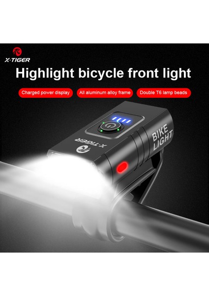 QD-0202 Stili X-Tıger Yağmur Geçirmez Bisiklet Işık USB Şarj Edilebilir LED Lümen Mtb Yol Bisikleti Ön Lamba El Feneri Ah Bisiklet Far (Yurt Dışından)